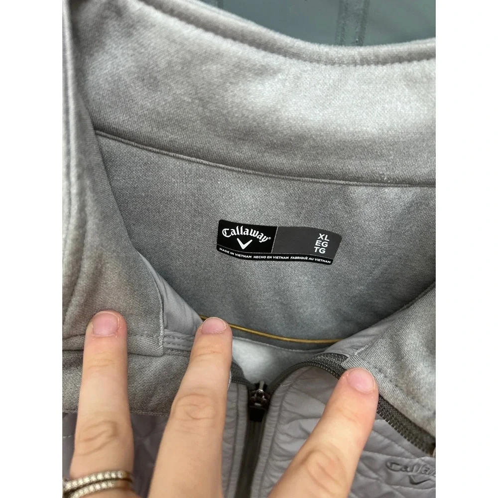 Callaway‎ Golf Quilted Full Zip Jacket Light Gray XL Mens Lightweight Coat